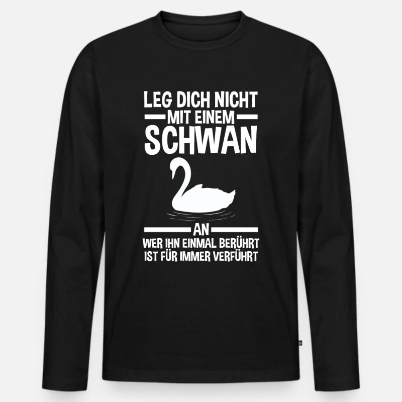 Schwan - Männer Premium Bio Langarmshirt - Schwarz