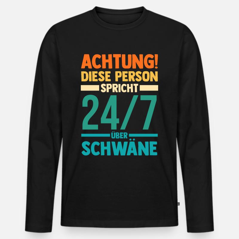 Schwan - Männer Premium Bio Langarmshirt - Schwarz
