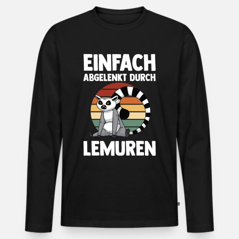 Lemur - Männer Premium Bio Langarmshirt - Schwarz