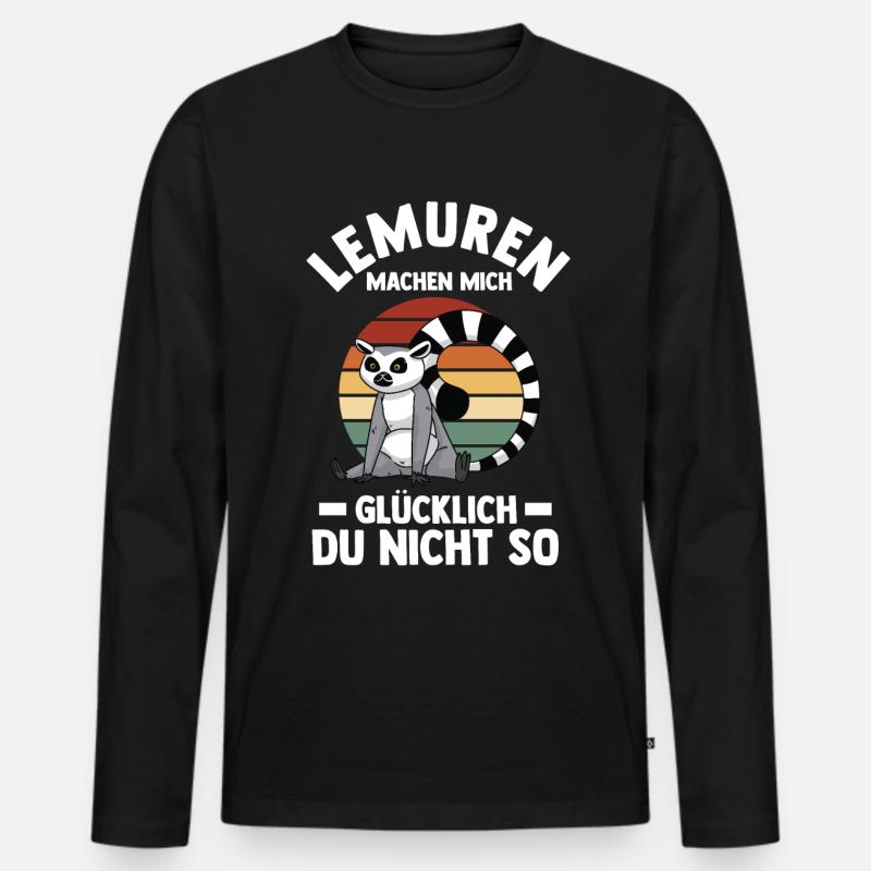 Lemur - Männer Premium Bio Langarmshirt - Schwarz