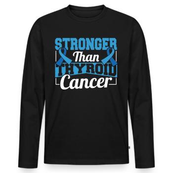 Stronger Than Thyroid Cancer Awareness - Men's Premium Organic Long Sleeve Shirt - black - Front - Nico (187cm)