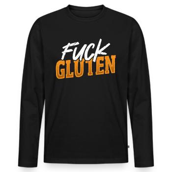 Scheiß auf Gluten Glutenfrei Glutenfreie Diät - Männer Premium Bio Langarmshirt - Schwarz - Vorne - Nico (187cm)