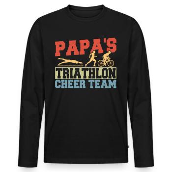 Papa's Triathlon Cheer Team Triathleten - Männer Premium Bio Langarmshirt - Schwarz - Vorne - Nico (187cm)