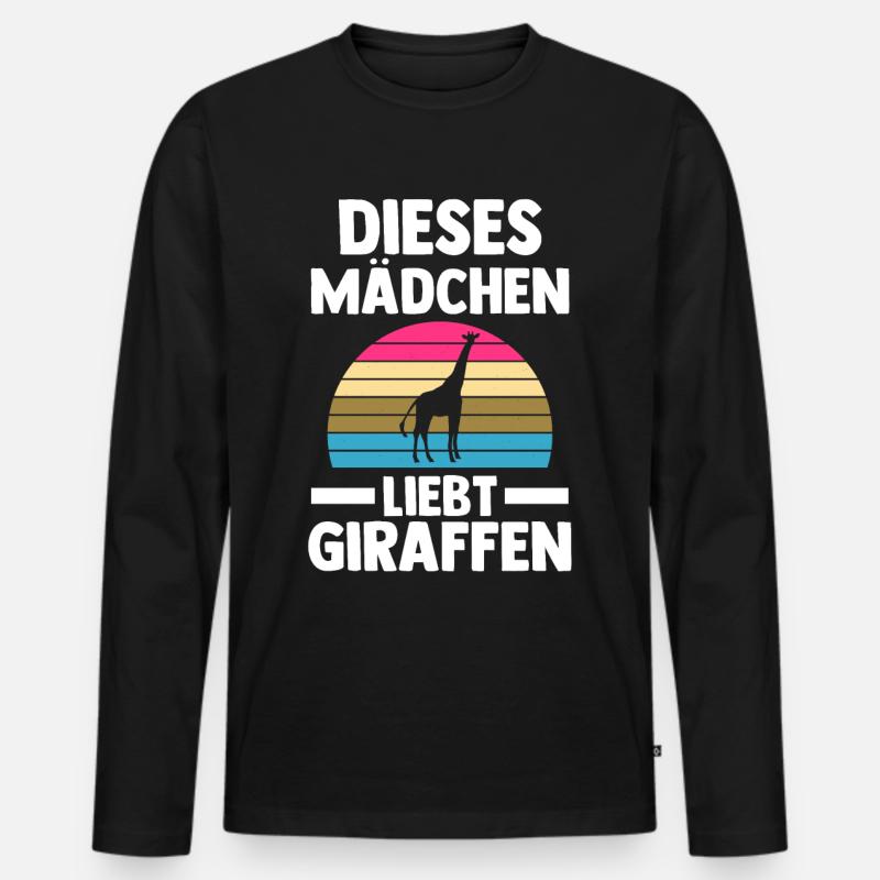 Giraffe Giraffen - Männer Premium Bio Langarmshirt - Schwarz