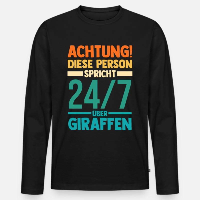 Giraffe Giraffen - Männer Premium Bio Langarmshirt - Schwarz