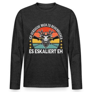Jäger Beherrschen sich auf der Jagd - Männer Premium Bio Langarmshirt - Anthrazit meliert - Vorne - Nico (187cm)