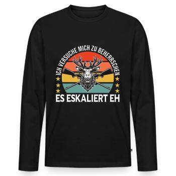 Jäger Beherrschen sich auf der Jagd - Männer Premium Bio Langarmshirt - Schwarz - Vorne - Nico (187cm)