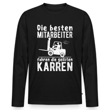 Staplerfahrer Gabelstaplerfahrer Lagerist Stapler - Männer Premium Bio Langarmshirt - Schwarz - Vorne - Nico (187cm)
