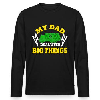 Mon père s’occupe de gros camions à ordures - T-shirt manches longues Premium bio Homme - noir - Devant - Nico (187cm)