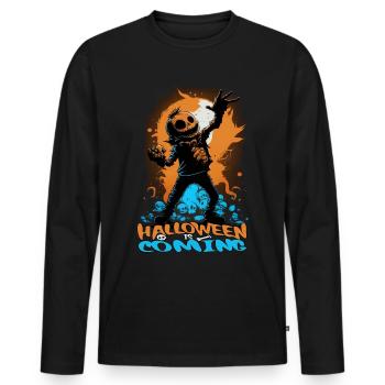 Halloween Jack O Lantern Dabbing Pumpkin - Men's Premium Organic Long Sleeve Shirt - black - Front - Nico (187cm)