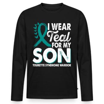 Wear teal for Month of Consciousness - Men's Premium Organic Long Sleeve Shirt - black - Front - Nico (187cm)