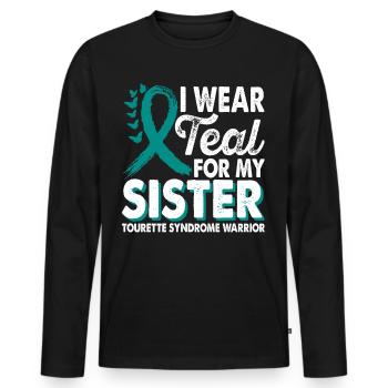 Wear teal for Enlightenment Month - Men's Premium Organic Long Sleeve Shirt - black - Front - Nico (187cm)