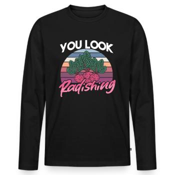 Farmer Farmer Farmer Farm Country Egg Fieldwork - Men's Premium Organic Long Sleeve Shirt - black - Front - Nico (187cm)