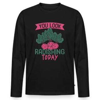 Farmer Farmer Farmer Farm Country Egg Fieldwork - Men's Premium Organic Long Sleeve Shirt - black - Front - Nico (187cm)