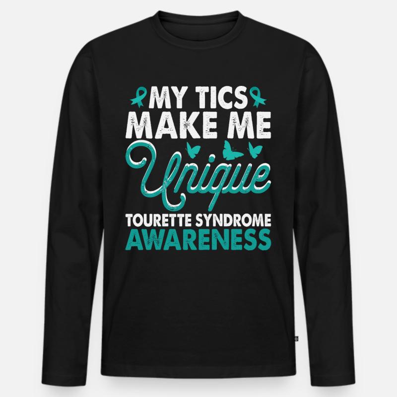 Tics Machen Mich Einzigartig Tourette-syndrom - Männer Premium Bio Langarmshirt - Schwarz