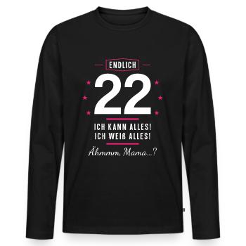 Endlich 22 Geburtstag Ich Kann Alles Ich Weiß - Männer Premium Bio Langarmshirt - Schwarz - Vorne - Nico (187cm)