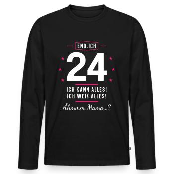 Endlich 24 Geburtstag Ich Kann Alles Ich Weiß - Männer Premium Bio Langarmshirt - Schwarz - Vorne - Nico (187cm)