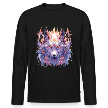 Loup Loups Animal Animaux Animaux Tête de Loup - T-shirt manches longues Premium bio Homme - noir - Devant - Nico (187cm)