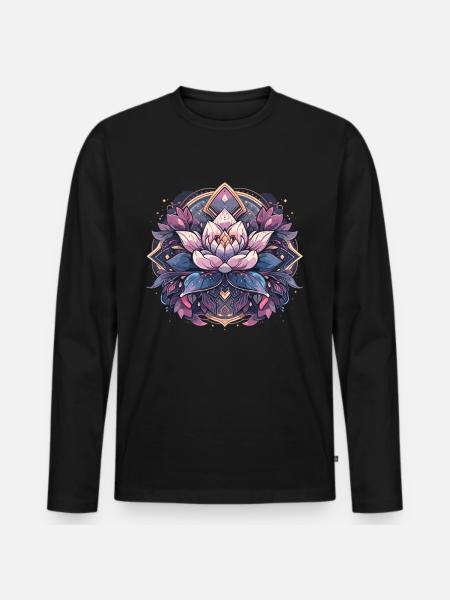 Lotus Flower Meditation - Men's Premium Organic Long Sleeve Shirt - black