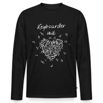 Keyboarder mit Herz Keyboard Notenschlüssel Musik - Männer Premium Bio Langarmshirt - Schwarz - Vorne - Nico (187cm)