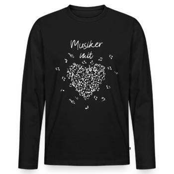 Musiker mit Herz Musik Musikschule Notenschlüssel - Männer Premium Bio Langarmshirt - Schwarz - Vorne - Nico (187cm)