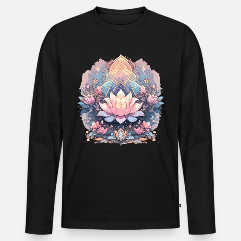 Lotusblüte - Männer Premium Bio Langarmshirt - Schwarz