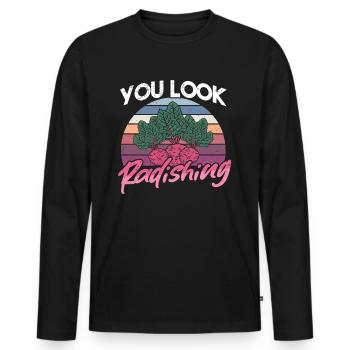 Farmer Farmer Farmer Farm Country Egg Fieldwork - Men's Premium Organic Long Sleeve Shirt - black - Front - Nico (187cm)
