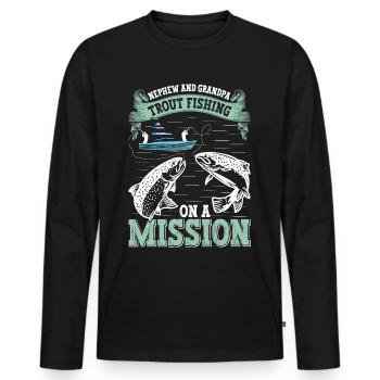 Funny Fishing Men Women - Männer Premium Bio Langarmshirt - Schwarz - Vorne - Nico (187cm)