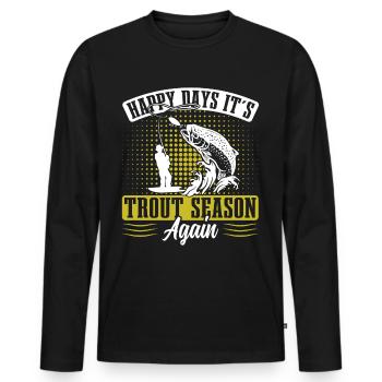 Funny Fishing Men Women - Männer Premium Bio Langarmshirt - Schwarz - Vorne - Nico (187cm)
