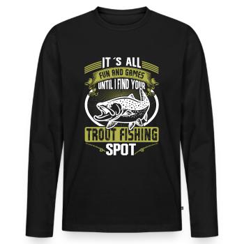 Funny Fishing Men Women - Männer Premium Bio Langarmshirt - Schwarz - Vorne - Nico (187cm)