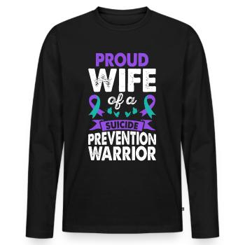 Conscience de l'épouse du guerrier de la prévention du suicide - T-shirt manches longues Premium bio Homme - noir - Devant - Nico (187cm)