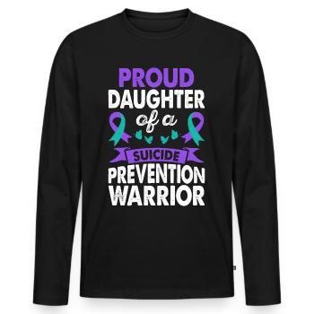 Fille du guerrier de la prévention du suicide - T-shirt manches longues Premium bio Homme - noir - Devant - Nico (187cm)