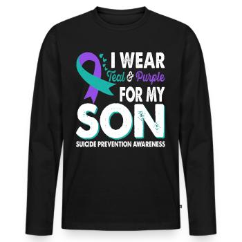 Wear teal & purple for awareness - Men's Premium Organic Long Sleeve Shirt - black - Front - Nico (187cm)