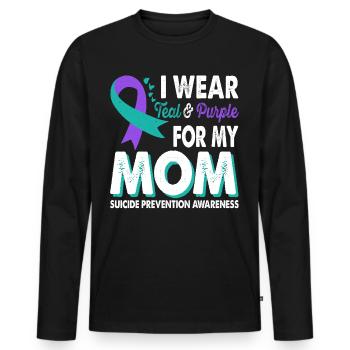 Wear teal and purple for awareness - Men's Premium Organic Long Sleeve Shirt - black - Front - Nico (187cm)