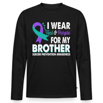 Wear teal and purple to her - Men's Premium Organic Long Sleeve Shirt - black - Front - Nico (187cm)