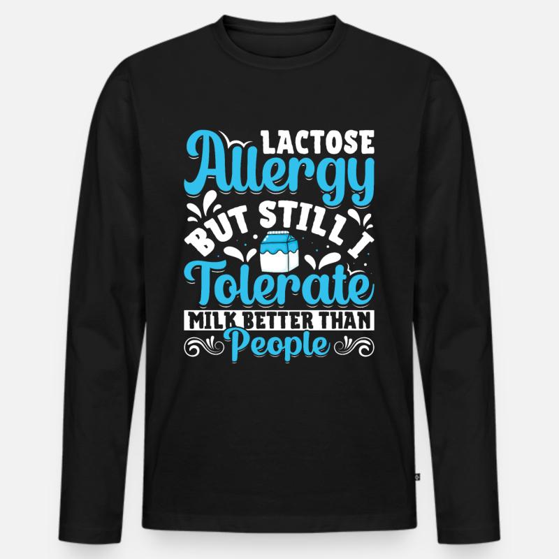 Lactose Intolerant Dairy - Männer Premium Bio Langarmshirt - Schwarz