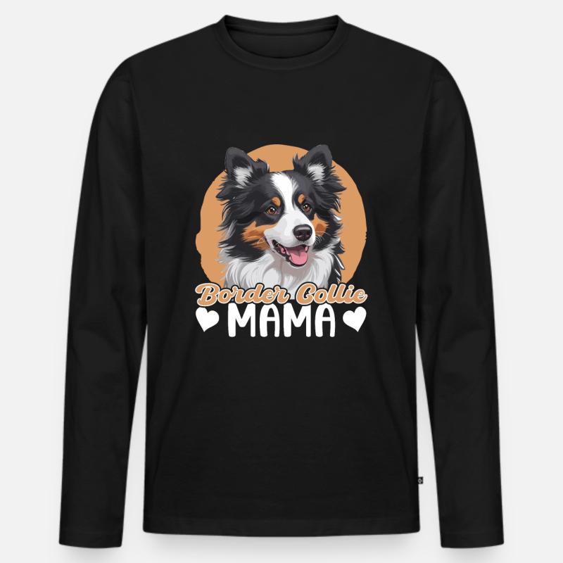 Border Collie Mama - Männer Premium Bio Langarmshirt - Schwarz