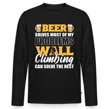 Bier löst die meisten Probleme Wandklettern löst - Männer Premium Bio Langarmshirt - Schwarz - Vorne - Nico (187cm)