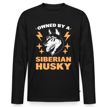 Im Besitz eines Siberian Huskys Siberian Sled Dog - Männer Premium Bio Langarmshirt - Schwarz - Vorne - Nico (187cm)