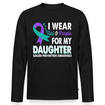 Wear teal & purple for awareness of the - Men's Premium Organic Long Sleeve Shirt - black - Front - Nico (187cm)