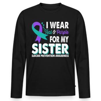 Wear teal & purple for awareness of the - Men's Premium Organic Long Sleeve Shirt - black - Front - Nico (187cm)