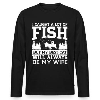 Funny Fishing Men Women - Männer Premium Bio Langarmshirt - Schwarz - Vorne - Nico (187cm)