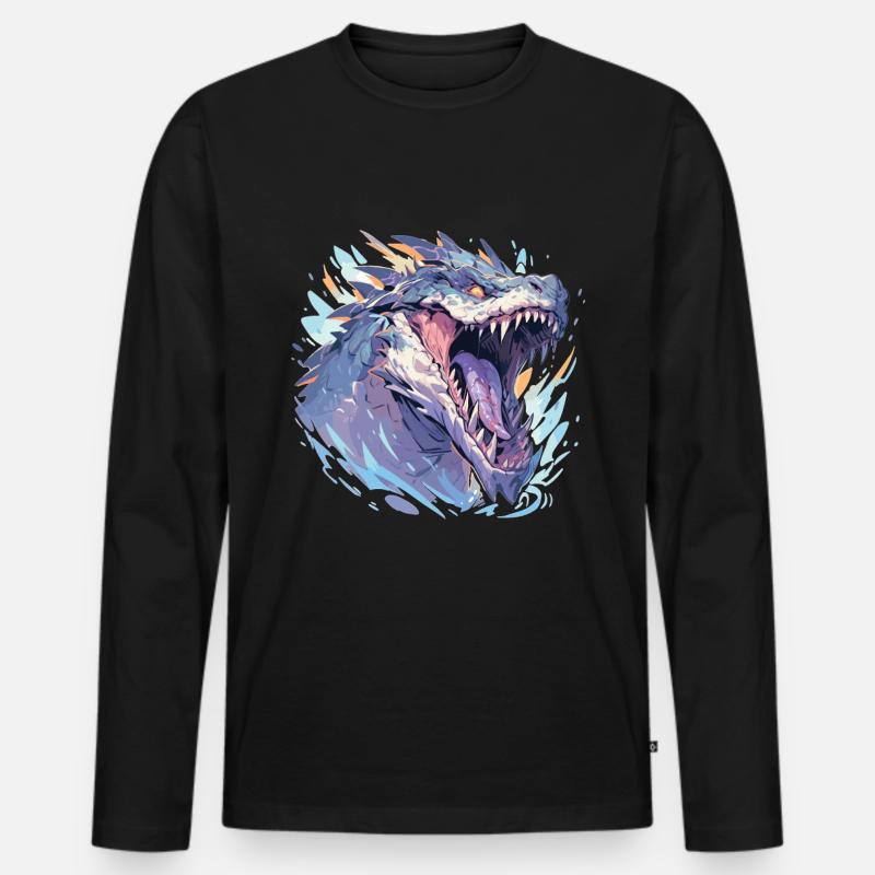 Dinosaurier - Männer Premium Bio Langarmshirt - Schwarz