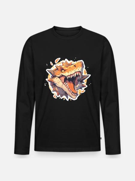 Dinosaur TRex - Men's Premium Organic Long Sleeve Shirt - black