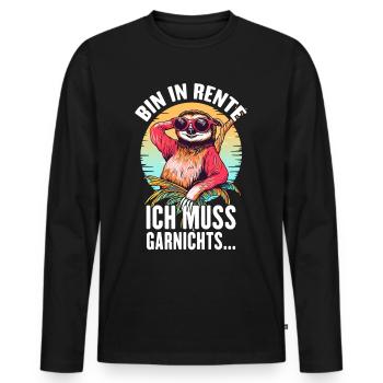 Bin In Rente Ich Muss Garnichts Rentner Faultier - Männer Premium Bio Langarmshirt - Schwarz - Vorne - Nico (187cm)