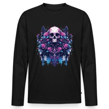 Crâne Crâne Crânes Crâne Squelette - T-shirt manches longues Premium bio Homme - noir - Devant - Nico (187cm)