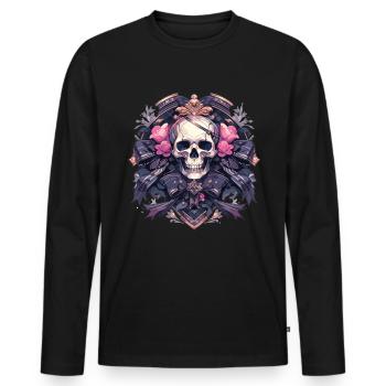 Crâne Crâne Crânes Crâne Squelette - T-shirt manches longues Premium bio Homme - noir - Devant - Nico (187cm)