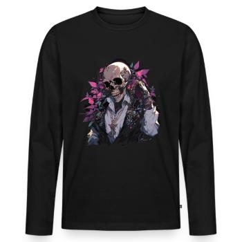 Crâne Crâne Crânes Crâne Squelette - T-shirt manches longues Premium bio Homme - noir - Devant - Nico (187cm)