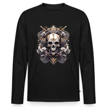Crâne Crâne Crânes Crâne Squelette - T-shirt manches longues Premium bio Homme - noir - Devant - Nico (187cm)