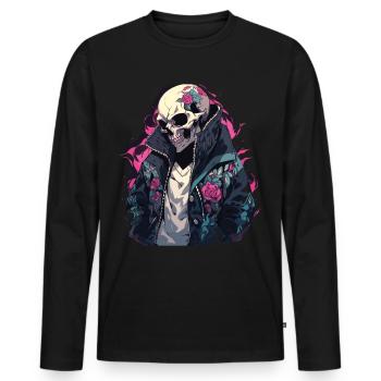 Crâne Crâne Crânes Crâne Squelette - T-shirt manches longues Premium bio Homme - noir - Devant - Nico (187cm)